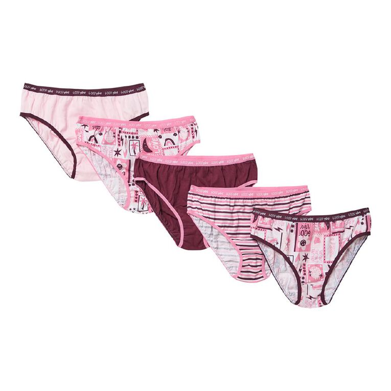 H&H Girls' Briefs 5 Pack, Pink Mid, hi-res