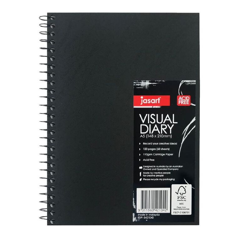 Jasart Visual Diary 110GSM Black A5, , hi-res