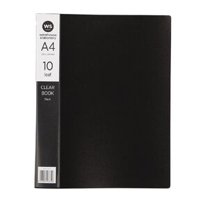 WS Clear Book 10 Leaf Black A4