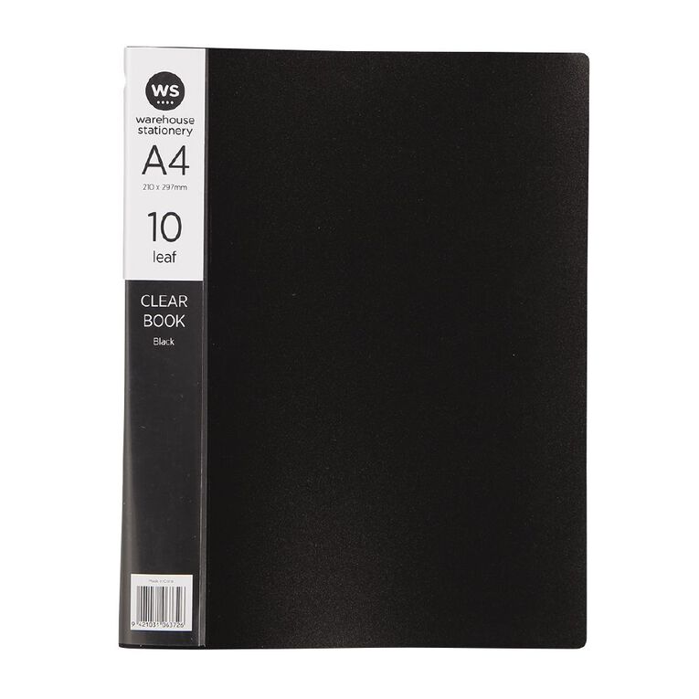 WS Clear Book 10 Leaf Black A4, , hi-res