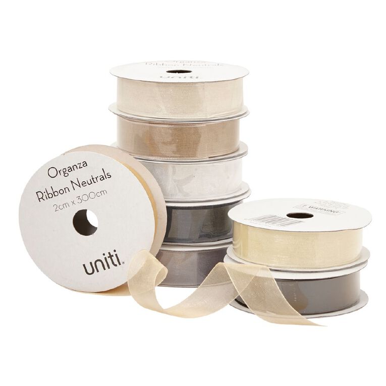 Uniti Organza Ribbon Neutrals 3m Assorted, , hi-res