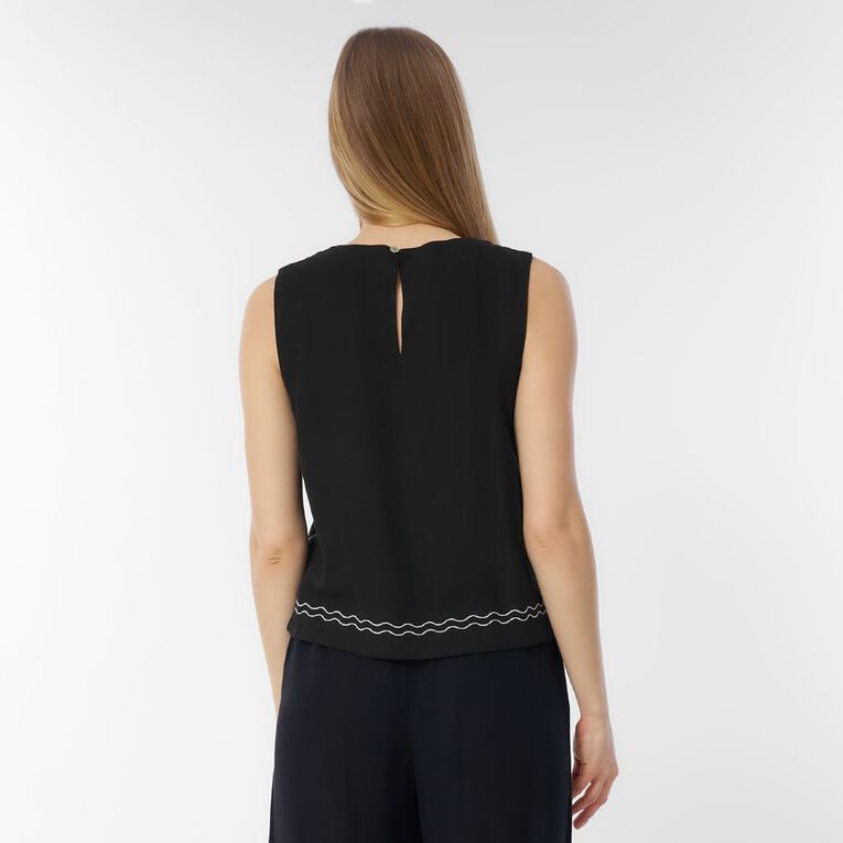 H&H Women's Sleeveless Emboridery Shell Top, Black, hi-res