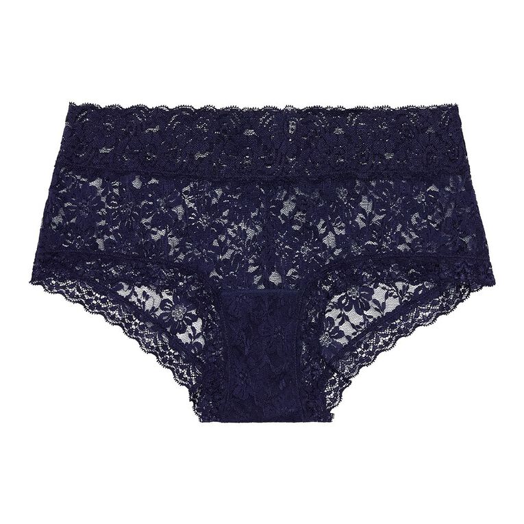 H&H Women's Poppy Lace Boyleg Briefs, Navy, hi-res