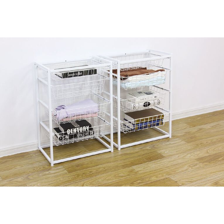 Living & Co 4 Drawer Stackable Wire Basket, , hi-res