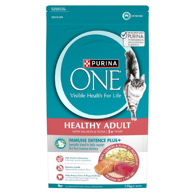 Purina ONE Healthy Adult Salmon & Tuna Dry Cat Food 1.5kg, , hi-res