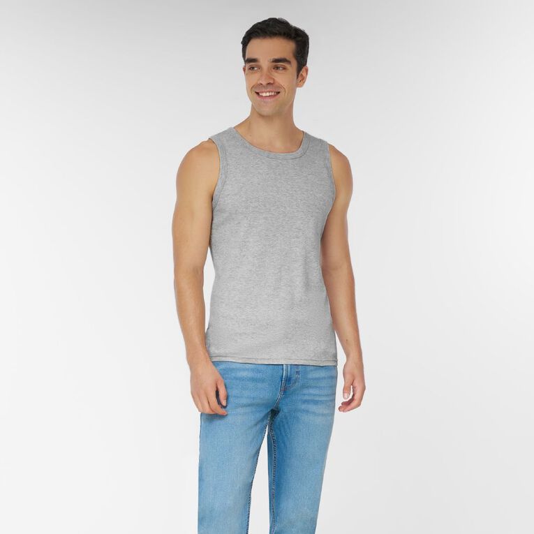 H&H Men's Plain Singlet, Grey Light, hi-res