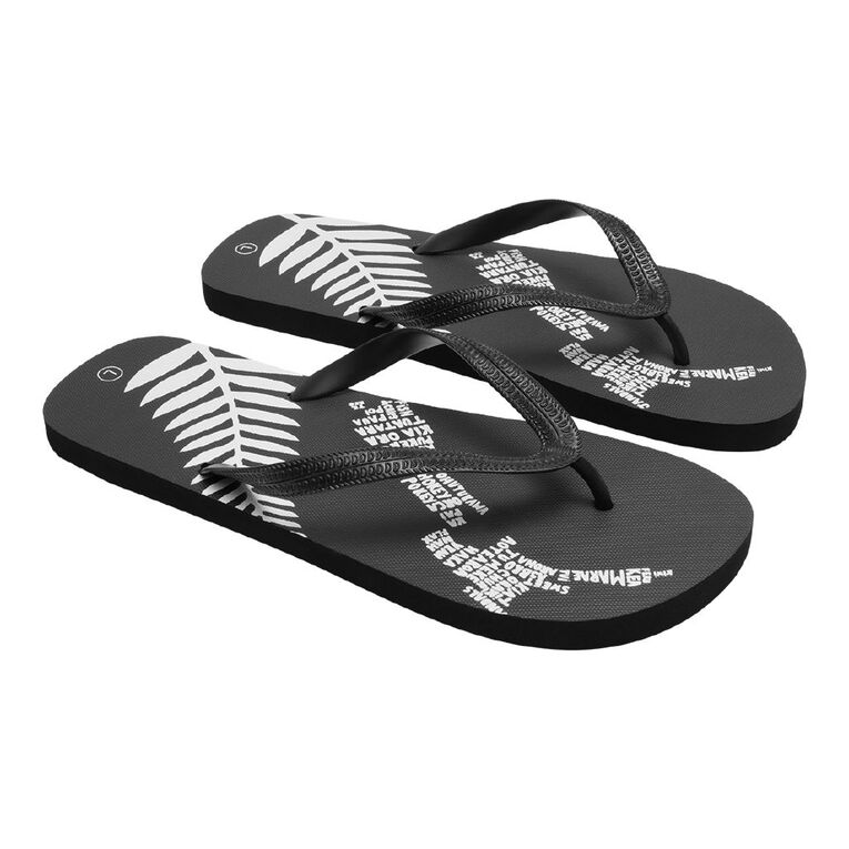 H&H Men's Printed Jandals, Black, hi-res