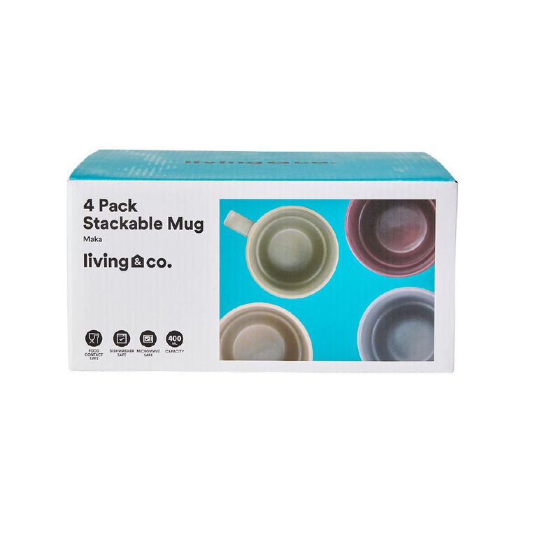 Living & Co Stackable Mugs Pink 4 Pack, , hi-res