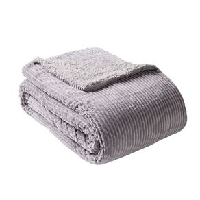 Living & Co Cord Plush Blanket Grey Queen