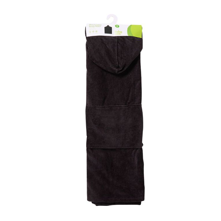 Living & Co Hooded Plain Beach Towel Black, , hi-res