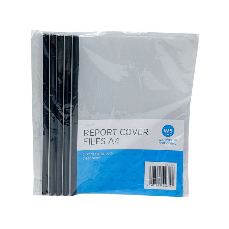 WS Report Cover Black Spine 5 Pack Clear, , hi-res