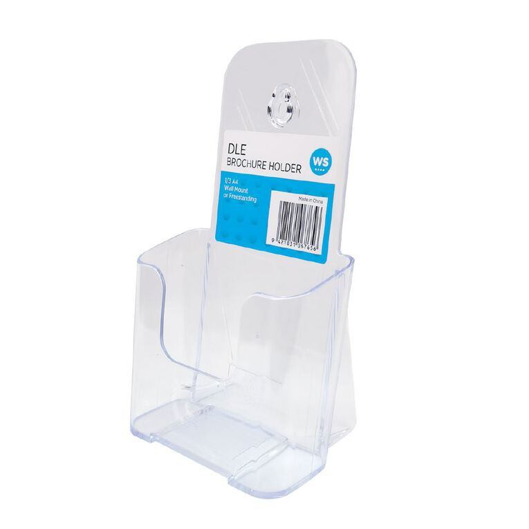 WS Brochure Holder Wall Mount DLE Portrait Single Clear, , hi-res