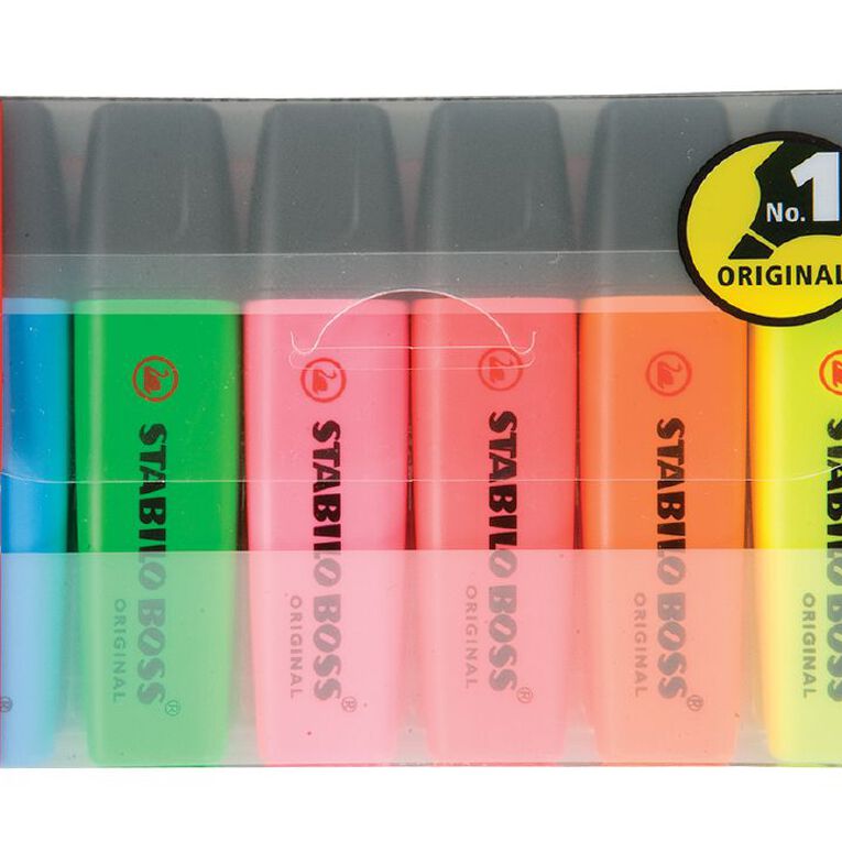 Stabilo Highlighter Boss Assorted Colours Multi-Coloured 6 Pack, , hi-res