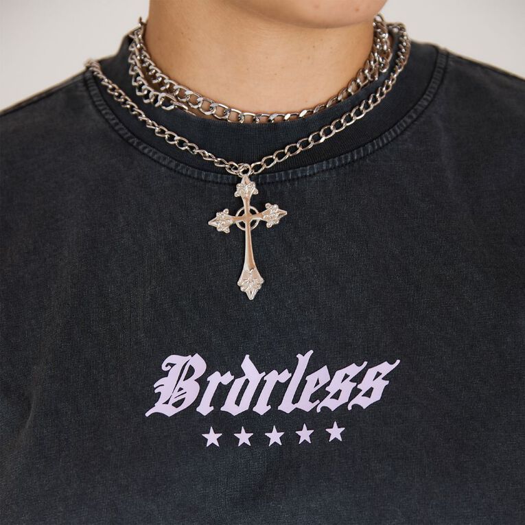BRDRLESS Long Sleeve Boyfriend Graphic Tee, Black, hi-res