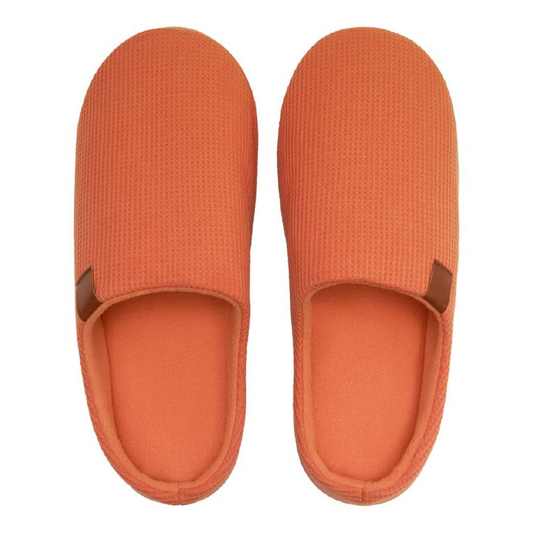 H&H Men's Waffle Scuff Slippers, Orange, hi-res