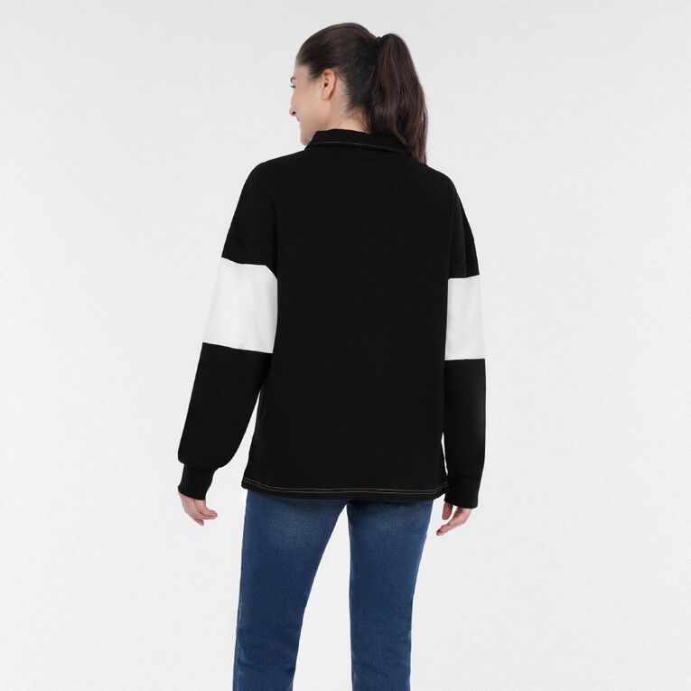 Black Ferns Women's Long Sleeve Polo, Black, hi-res