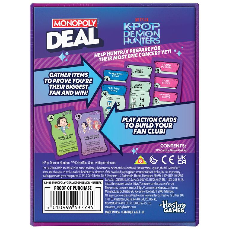 KPop Demon Hunters Monopoly Deal K-Pop Demon Hunters, , hi-res