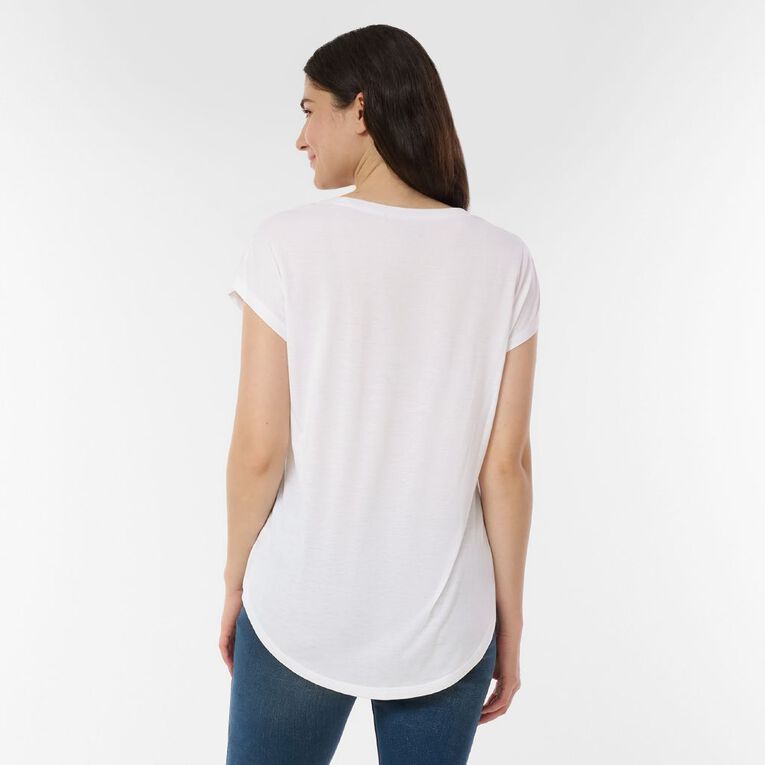 H&H Women's Short Sleeve Print Tee, White, hi-res
