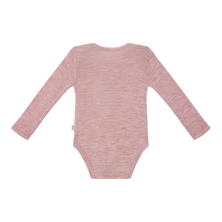 Young Original Babies' Merino Long Sleeve Bodysuit, Pink Mid, hi-res