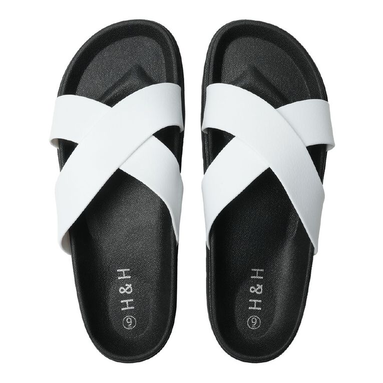 H&H Women's Crossover Emily Slides, Black/White, hi-res