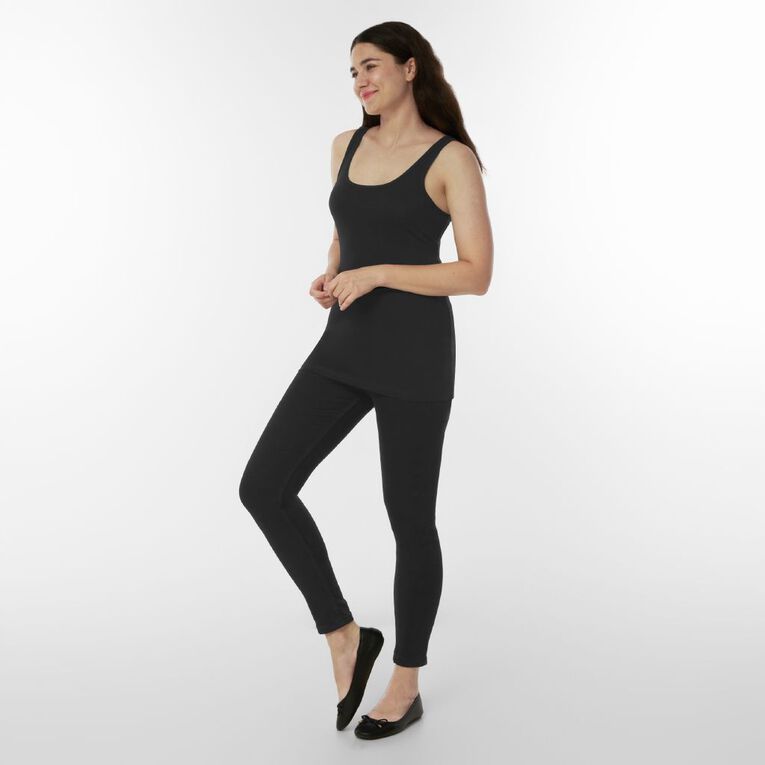 H&H Essentials Women's Stretch Longline Tank, Black, hi-res