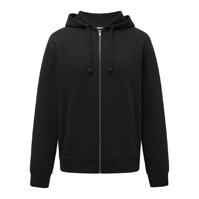 H&H Men's Zip-Thru Hooded Sweatshirt Black The Warehouse