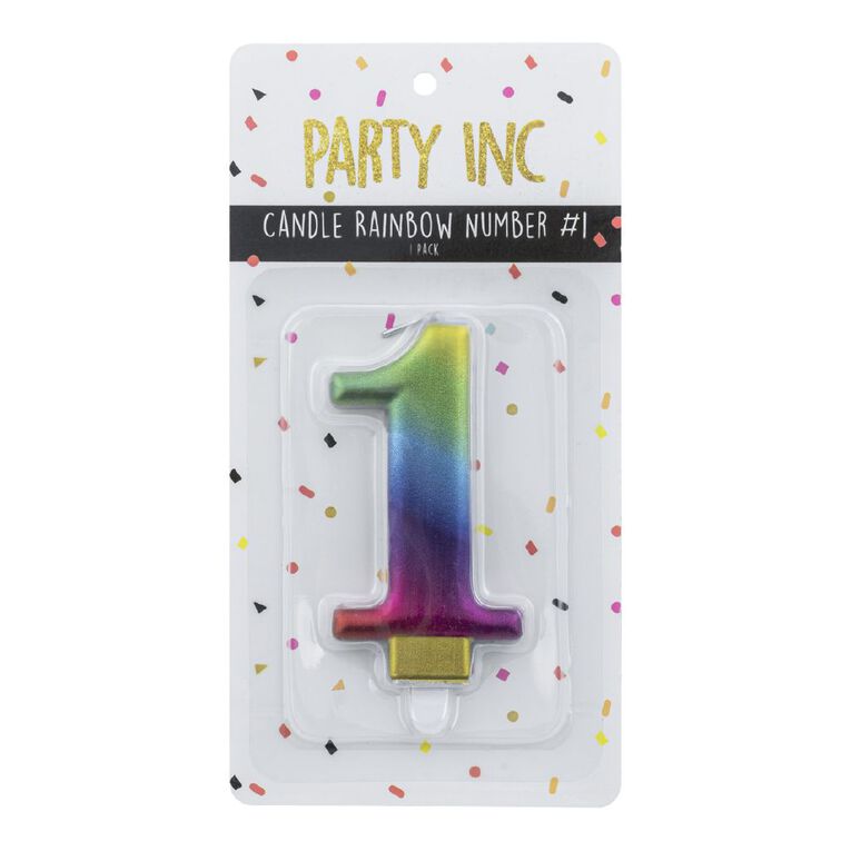 Party Inc Rainbow Candle Number #1, , hi-res