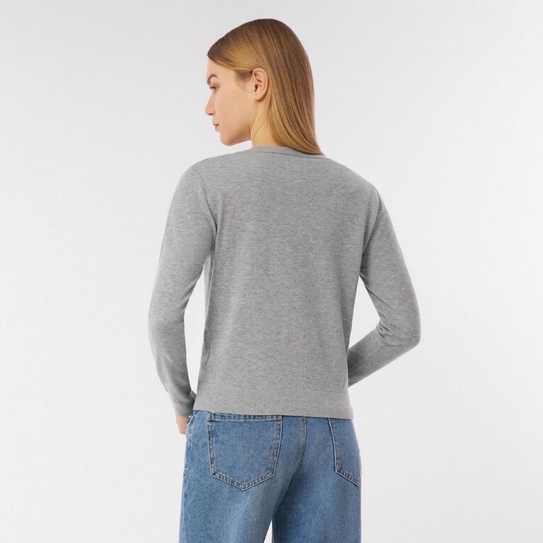 H&H Women's Essential Cardigan, Grey Marle, hi-res