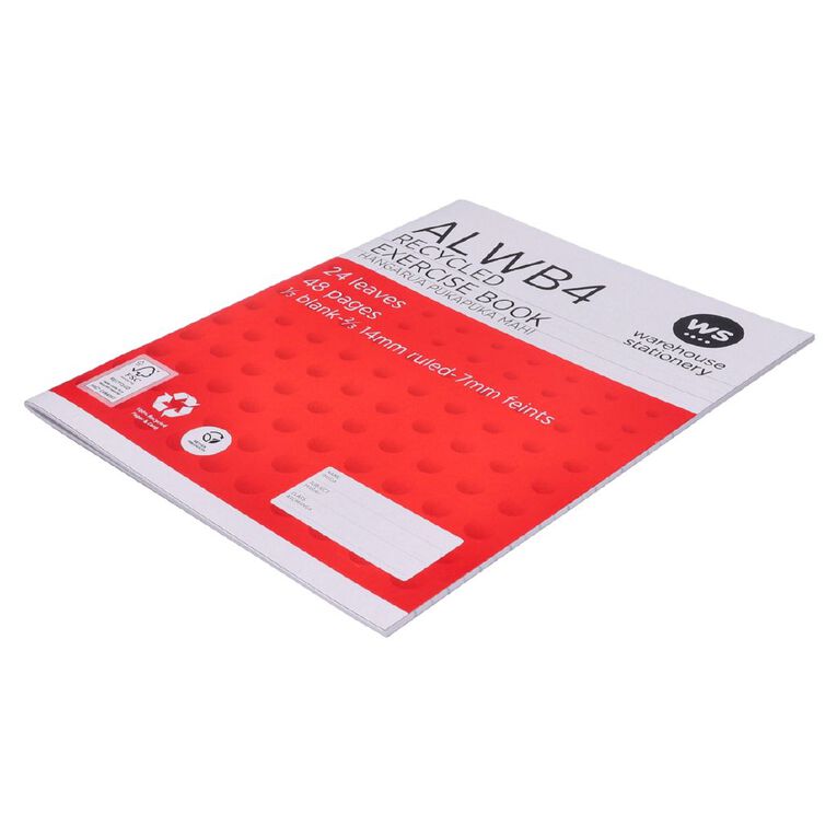 WS Exercise Book ALWB4 Ruled 24 Leaf Red, , hi-res