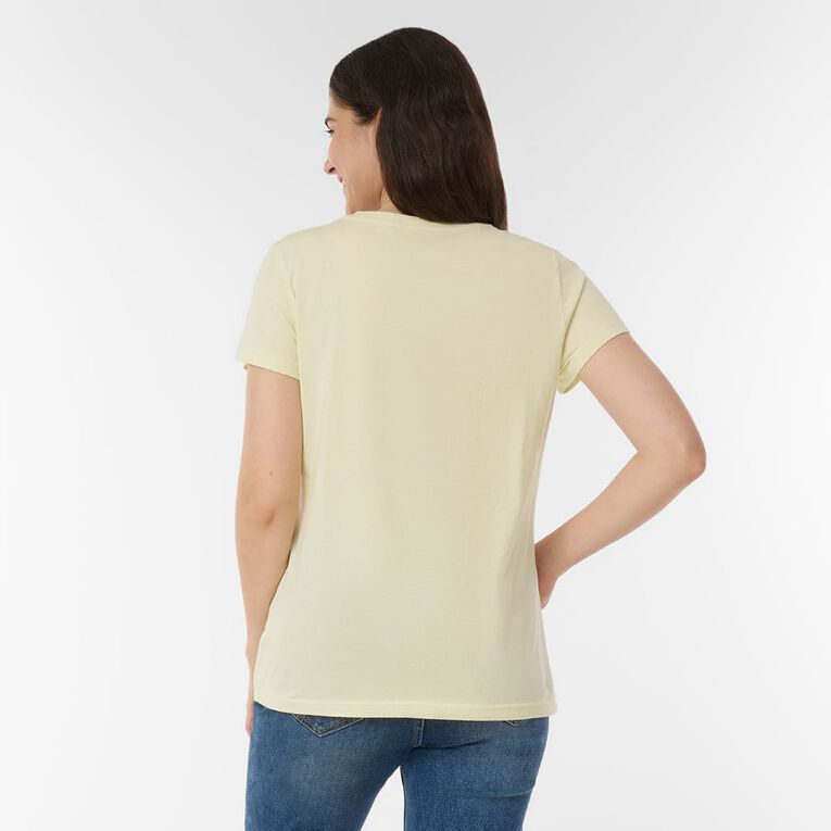 H&H Women's Short Sleeve V-Neck Tee, Yellow Light, hi-res