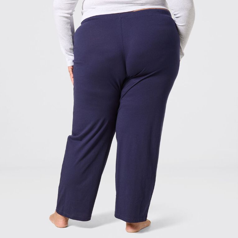 H&H Women's Plus Knit Pyjama Pants, Blue Dark, hi-res