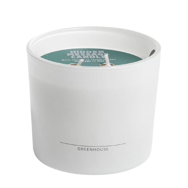 Living & Co Hidden Message Candle Greenhouse Green Dark 250g, , hi-res