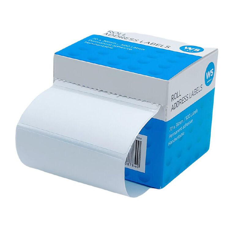 WS Address Labels On A Roll Handwritable 70mm x 36mm 500 Labels, , hi-res