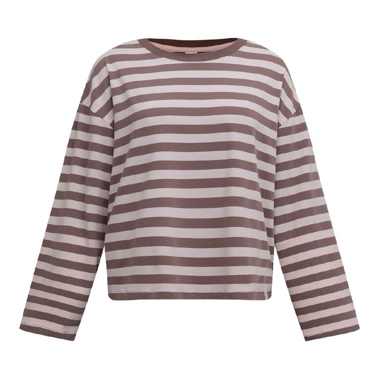 H&H Women's Lounge Peached Jersey Long Sleeve Top, Pink Light, hi-res