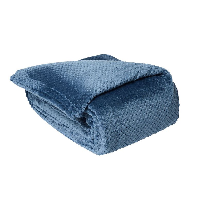 Living & Co Textured Boston Blanket Blue Queen, , hi-res