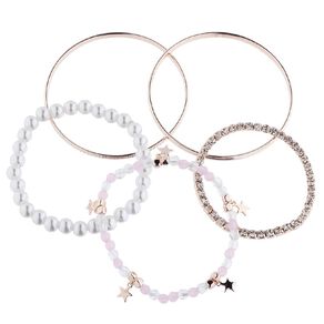 Young Original Kids' Star Pearl Rose Gold Bangle Set
