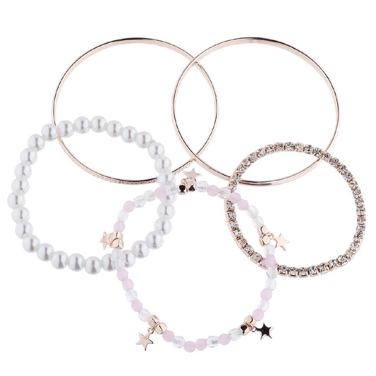 Young Original Kids' Star Pearl Rose Gold Bangle Set, , hi-res