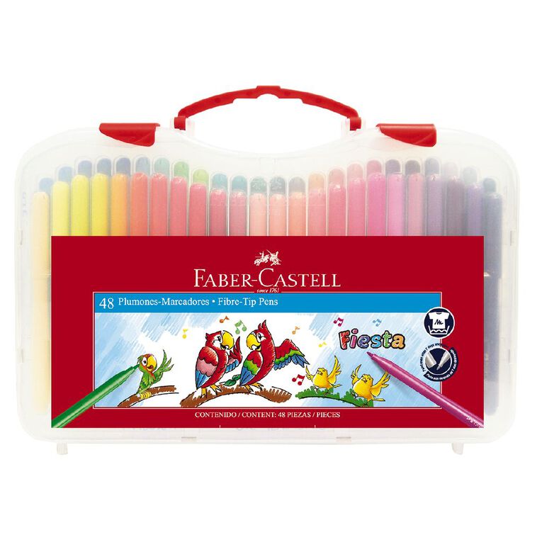 Faber-Castell Fiesta Fibre-tip Pens Plastic Case of 48, , hi-res