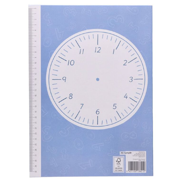WS Maths 1 Tahi 10mm Quad & Unruled 32 Leaf with Margins Blue, , hi-res