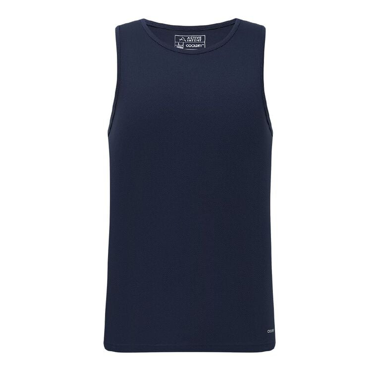 Active Intent Men's Cooldry Singlet, Blue Dark, hi-res