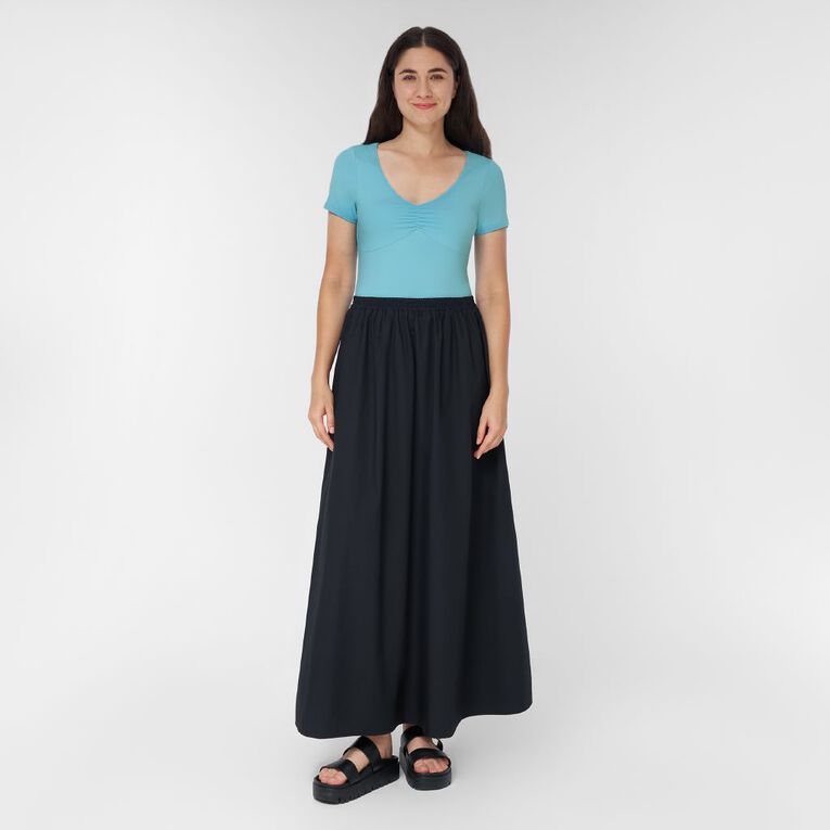 H&H Women's Short Sleeve Contour Print Scoop Neck Top, Blue Mid, hi-res