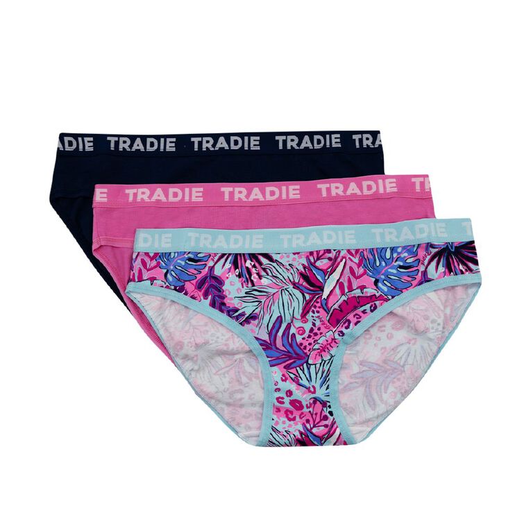 Tradie Women's Bikini Briefs 3 Pack, Pink Light, hi-res