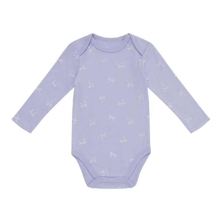 Young Original Babies' Long Sleeve Printed Bodysuit 3 Pack, Cream BUNNY, hi-res