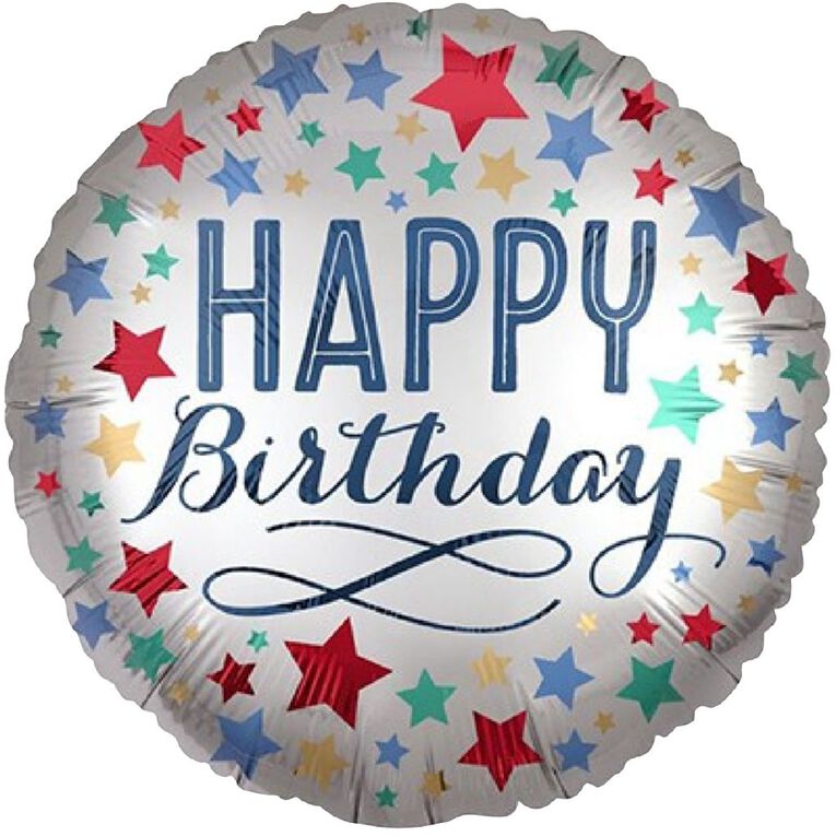 Anagram 45cm Standard Satin Stars Birthday Balloon, , hi-res