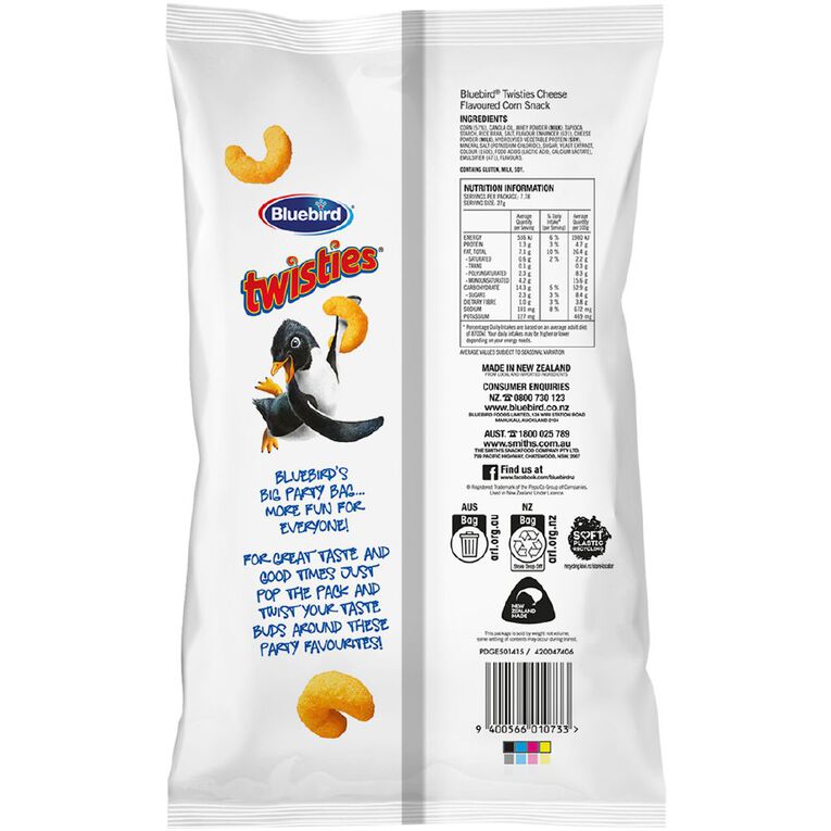 Bluebird Twisties Cheese# 210g, , hi-res