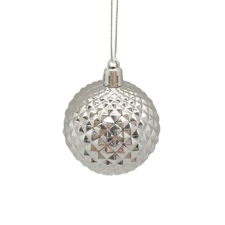 Wonderland Christmas Baubles 6cm Silver 10 Pack, , hi-res