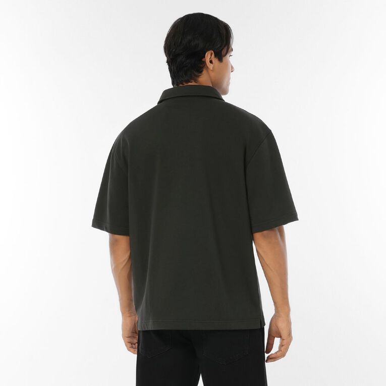 Garage Men's Quarter Zip Polo, Black, hi-res