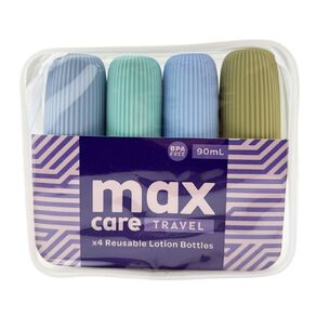 Maxcare Travel Silicone Lotion Bottles 90ml Blue 4 Pack