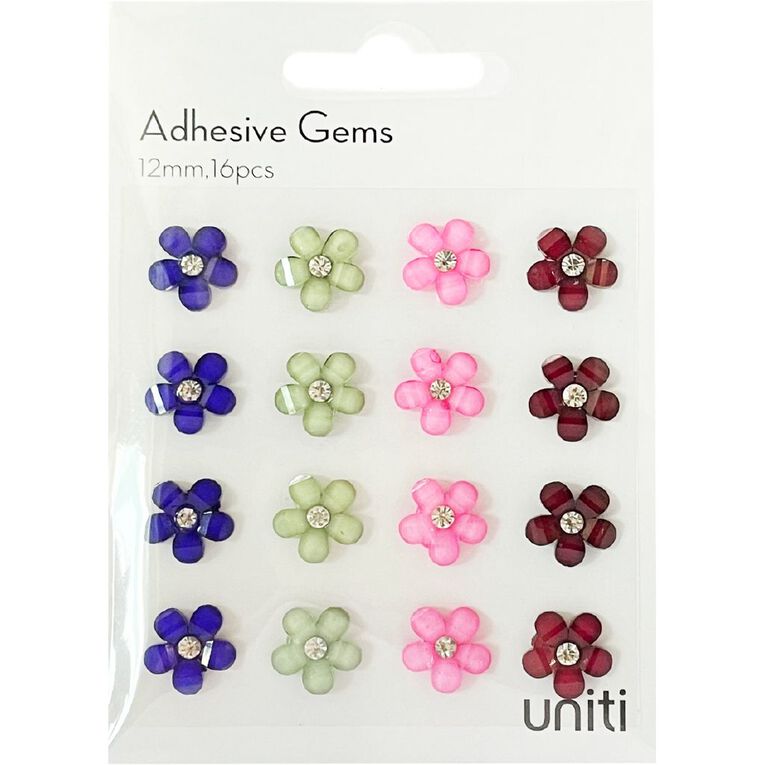 Uniti Adhesive Gem Flowers 16 Pieces, , hi-res