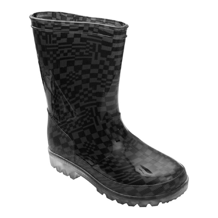 Young Original Senior Kids' Light Up Gumboots, Black/Grey, hi-res